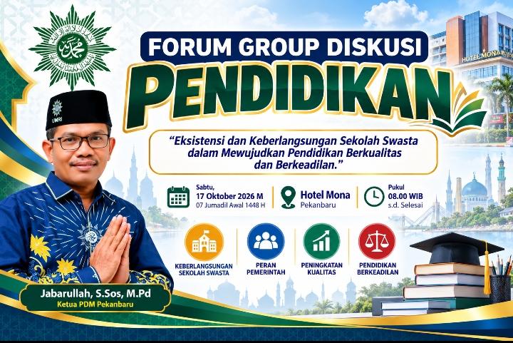 Ketua PDM Pekanbaru: Sekolah Negeri dan Swasta Harus Menjadi Mitra,  Bukan Pesaing